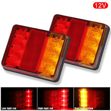 2x Square Trailer Truck 8 Led Tail Lights Brake Rear Stop Turn Signal Amberred