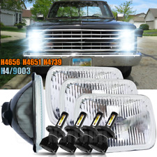 4pcs 4x6 Led Headlights High Low Beam H4 For Chevy C10 Pickup Truck 1980-1986