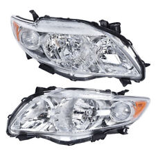 Pair Set For 2009-2010 Toyota Corolla Headlight Replacement Halogen Clear Lr