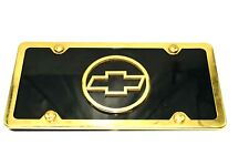 Chevy Gold Metal License Plate Frame Bowtie Vintage With Bolt Head Covers