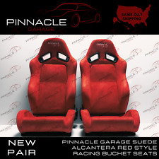 New Pinnacle Garage Adjustable Universal Racing Seats Red Suede Pair 2 Sliders