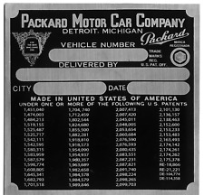 Packard 1941 Cowl Plate Serial Number Id Identification Vehicle Aluminum Correct