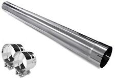 Polished Stainless Steel Exhaust Pipe 5 Id X 51 Long With Two Band Clamps