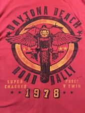 Daytona Beach 1978 Road Rally Super Charged Motorcycle Tee Shirt Size Large