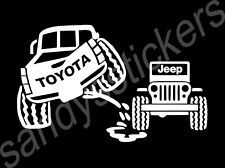 Toyota Peeing On Jeep - Vinyl Decal Sticker - Tacoma Tundra 4runner - 6.5 Wide