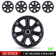 14 Set Of 4 Black Wheel Covers Snap On Full Hub Caps Fit R14 Tire Steel Rim