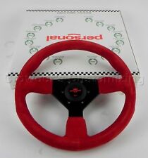 Personal 330mm Grinta Steering Wheel Red Suede With Black Stitching Black Spokes