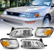 For 93-97 Toyota Corolla Jdm Headlights Chrome Housing Clear Lens Corners Lhrh