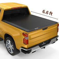 6.6 Ft Bed Tonneau Cover Soft Roll Up For 19-24 Chevy Silverado Gmc Sierra 1500