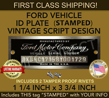 Serial Number Ford Id Tag Data Plate Vintage Script Design Custom Engraved Usa