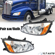For 2008-2017 Kenworth T660 T700 Chrome Projector Headlight Headlamps Pair Set