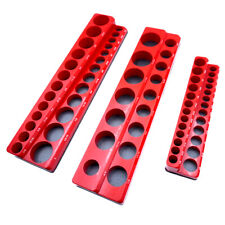 3pcs Sae Red Magnetic Socket Organizer Socket Holder 12 38 14-in