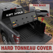 6.5ft 3-fold Hard Tonneau Cover For 2015-24 Ford F150 Long Bed Truck W Led Lamp