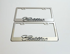 2 Pcs Silver License Plate Frame For 3d Cadillac Logo