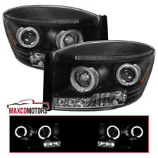 Black Projector Headlights Fits 2006-2008 Dodge Ram 1500 2500 3500 Led Halo Lr