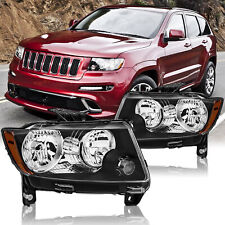 For 2011-2013 Jeep Grand Cherokee 2011-17 Compass Halogen Headlights Set Black