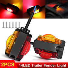 2x Amberred 14-led Trailer Fender Lights Clearance Marker Lights For Truck 12v