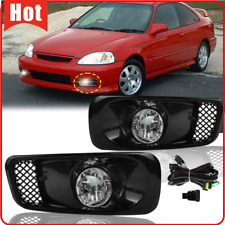 Pair Clear Lens Bumper Fog Lights Lampswiringswitch For Honda Civic 1999-2000