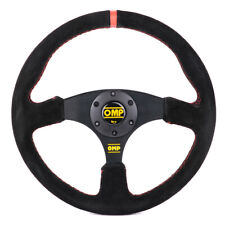 350mm 14 Omp Genuine Suede Leather Red Stitching Flat Sport Steering Wheel R