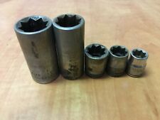 Vintage Snap On 38 Dr Double Square 5pc Socket Set F410 F412 Sf414 Sf416 Sf418