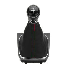 6 Speed Gear Shift Knob W Black Leather Boot For Vw Golf Mk 5 6 Gti Gtd 2004-13