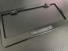 1x Blacksilver Quattro 3d Emblem Black Stainless License Plate Frame Rust Free
