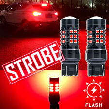 2x Red Strobeflashing Blinking Led Lamp Brake Tail Light For Honda Civic Accord