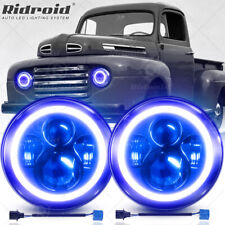 For Ford F1 1948-1952 Halo 7 Inch Round Led Headlight Angel Eye Drl Turn Lights