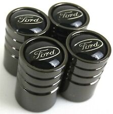 4 Ford Tire Valve Stem Caps For Car Truck Universal Fitting Metallic Black