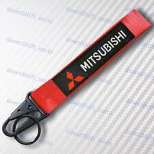 Mitsubishi Red Racing Keychain Metal Key Ring Hook Strap Lanyard Nylon Universal