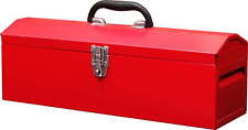 19 Portable Steel Tool Box With Metal Latch Closure And Removable Storage Tray