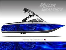 Cyclone Blue Abstract Boat Wrap Kit 3m Premium Cast Vinyl - Many Sizes