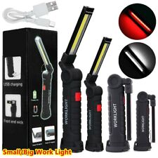 Magnetic Rechargeable Cob Led Red Work Light Lamp Flashlight Folding Torch