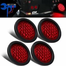 Set4 4 Inch Round 24-led Tail Light Reverse Backup Lamp Red For Truck Trailer