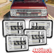 4x Fit Chevrolet G10 G20 G30 1978-1991 4x6 Led Headlights Hi-lo Drl Turn Signal