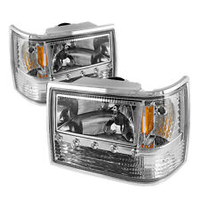Fit Jeep 93-98 Grand Cherokee Chrome Replacement Led Headlights Bumper Corner