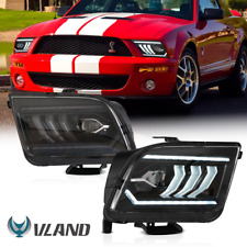 Pair Led Projector Headlights Assy For 2005-2009 Ford Mustang W Dynamic Light