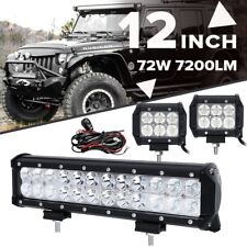 12inch 72w Led Light Bar 4 18w Spot Fog Lamp Pods For Jeep Wrangler Jk Tj Yj