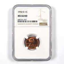 1950 D Lincoln Wheat Cent Ms 66 Rd Ngc Penny 1c Uncirculated Skui9684