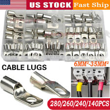 260pcs Battery Copper Wire Lugs Kit Crimp Cable Ends Ring Terminals With Tubing