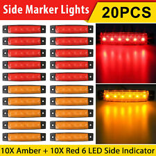 10x Amber 10x Red 12v 6 Led Side Marker Indicator Lights Car Truck Trailer Us