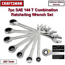 Craftsman 7 Pc Sae Inch Ratcheting Combination Wrench Set 144 Position
