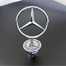 Mounted Star Front Hood Ornament Logo Badge Emblem For Mercedes-benz Chrome Blue