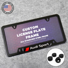 For Audi Sport Front Or Rear Carbon Fiber Texture License Plate Frame Cover Gift
