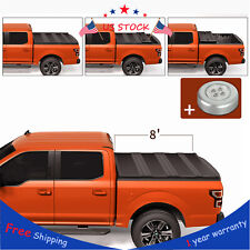 8ft Long Bed Lock Hard 4-fold Tonneau Cover For 2015-2019 Ford F-150 Truck