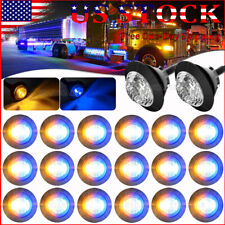20x Round Amber Blue Dual Color Side Marker Lights Led Bullet Truck Trailer 12v