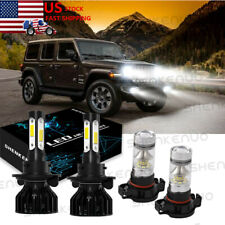Fit For Jeep Wrangler 2010-2020 Led Headlight Hilow Beam Fog Light 4x Bulbs