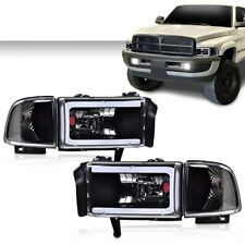 Clear Corner Black Led Drl Headlights Fit For 94-02 Dodge Ram 1500 2500 3500