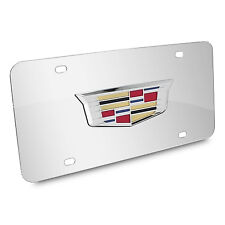 Cadillac New Crest 3d Logo On Chrome Stainless Steel Metal License Plate