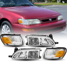 For 93-97 Toyota Corolla Jdm Headlights Chrome Housing Clear Lens 4 Pc Set Lhrh
